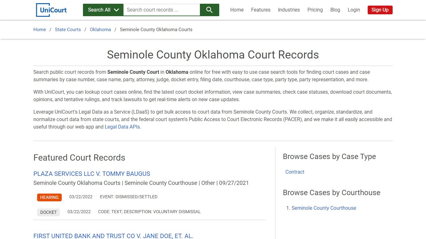 Seminole County Oklahoma Court Records | Oklahoma | UniCourt