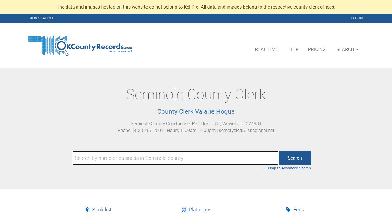 Seminole County - County Clerk Public Land Records for Oklahoma