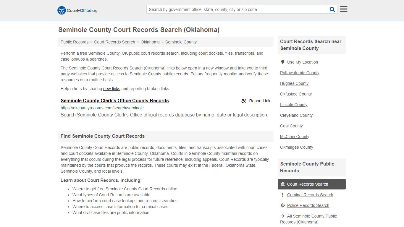 Court Records Search - Seminole County, OK (Adoptions, Criminal, Child ...